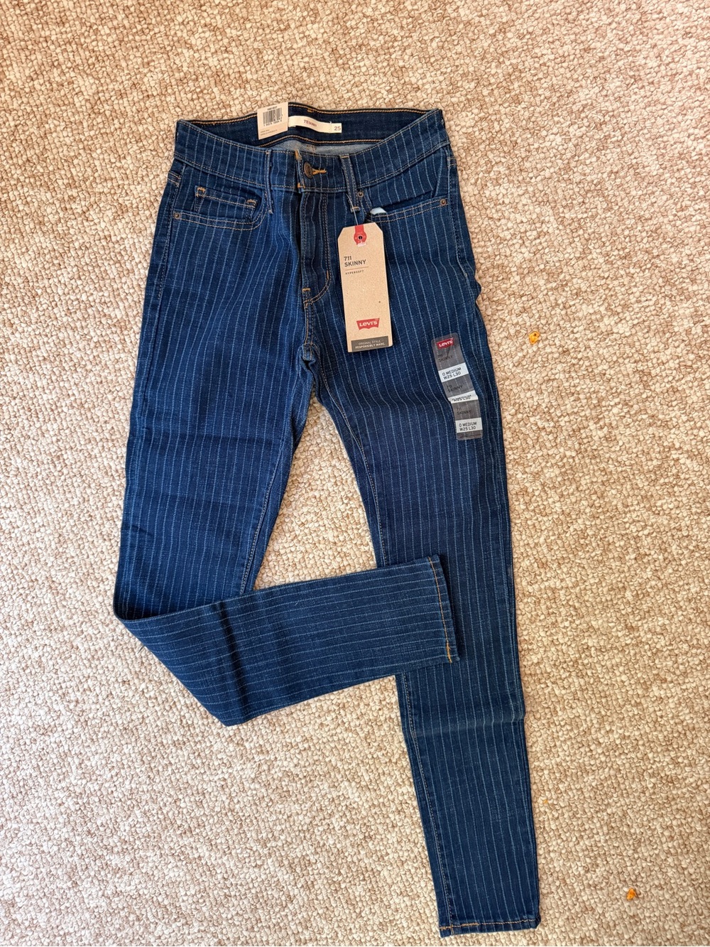 Levi's Navy Pinstripe Skinny Jeans Sz 0 25